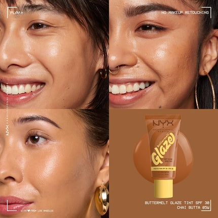 Cremă tonată, NYX Professional Makeup Buttermelt Glaze Soft Glow Skin Tint cu SPF 30, Culoare Chai Butta, 40 ml