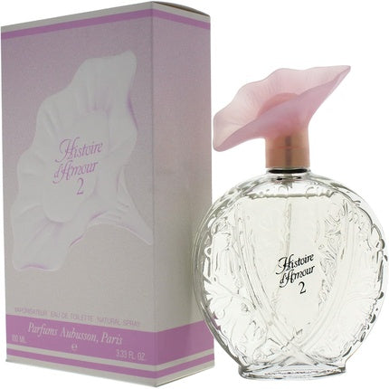 Perfum Aubusson, Histoire DAmour 2, EDT Spray, 3.4oz, sticlă cu model floral în relief, dop roz