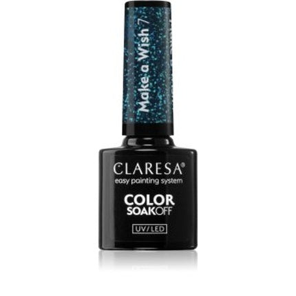 Gel Polish Claresa Make A Wish 7 - 5 grame, negru cu sclipici verde