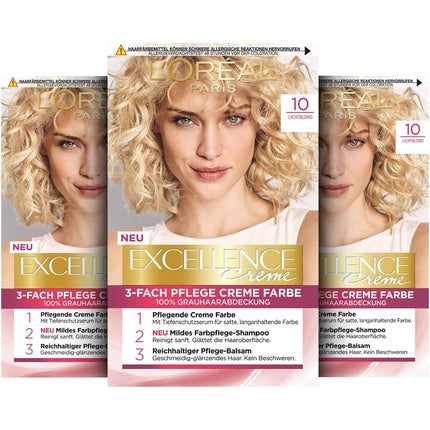 Vopsea de păr permanentă L'Oréal Paris Excellence Cream 10 Light Blonde 268g