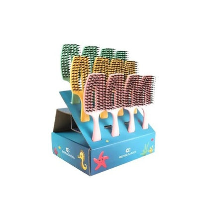 Perie de păr pentru copii, Olivia Garden, Kids Hair Brush Care Mini Display, design marin, culori mixte (roz, galben, verde)