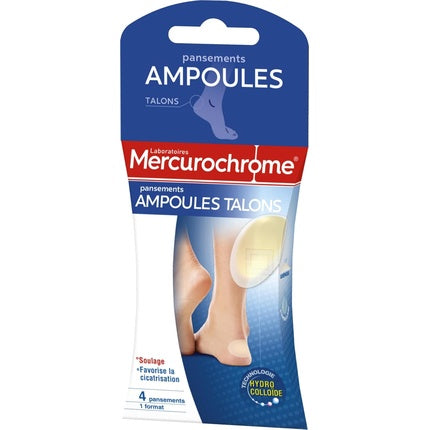 Mercurochrome Pansemente pentru Ampule la Talon, Tip Hydrocolloid, Pachet de 4 buc