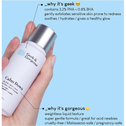 Lichid exfoliant Geek & Gorgeous Calm Down, 4% PHA + BHA, 30ml