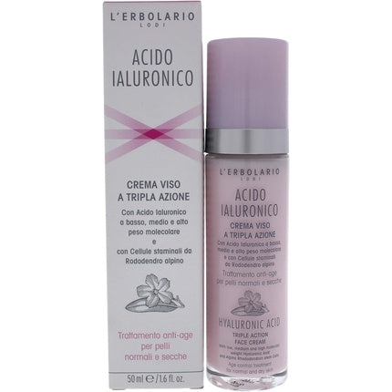 Crema de față L'Erbolario cu Acid Hialuronic pentru Ten Normal și Uscat