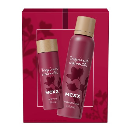 Set cadou parfum, Mexx, Inspired Warmth, spumă de duș și ulei de corp, ambra, roșu