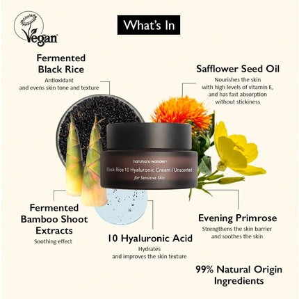 Cremă Facială Haruharu Wonder Black Rice 10 Hyaluronic Unscented 50ml