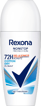 Rexona Nonstop Protection Cotton Dry, Deodorant Rollon, 50 ml, Alb