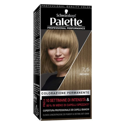 Vopsea de păr, Schwarzkopf, Palette Professional Performance, blond 7.6, 115ml