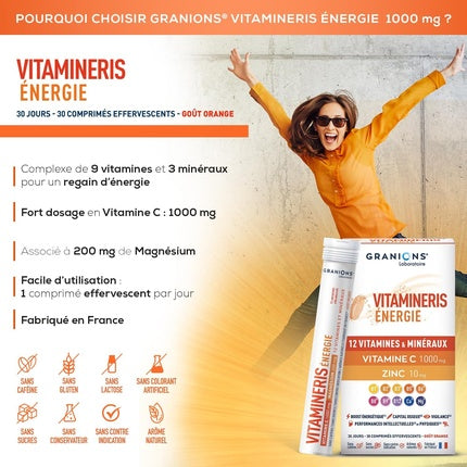 Comprimate Efervescente Vitamineris Energy 1000mg - Granions