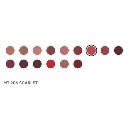 Radiant Professional Advanced Care Lipstick Ultra Nourishing Moisturizing Long Lasting Lipstick With Vitamin E UVA UVB Filters Matte Scarlet 206, roșu mat