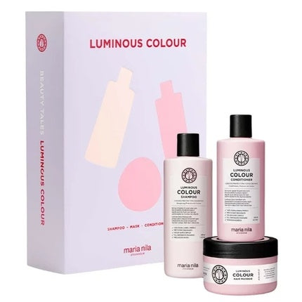 Set îngrijire păr colorat, Maria Nila, Luminous Colour, cutie cadou, ambalaj roz