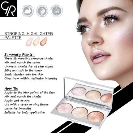 Paleta Highlighter Golden Rose Strobing, 6 culori diverse, ambalaj argintiu
