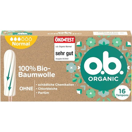 Tampon o.b. Organic Normal, 100% Bumbac Bio, 16 buc