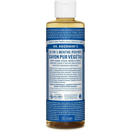 Săpun lichid Dr. Bronner's Peppermint, 280 g, concentrat