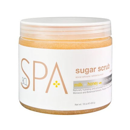 Scrub corp BCL Spa cu lapte, miere și ciocolată albă, 16 oz