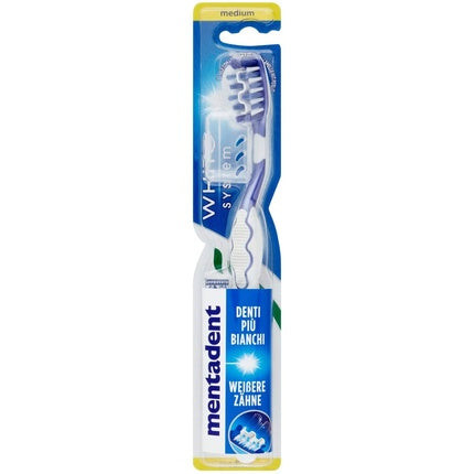 Periuță de dinți, Mentadent, White System, medie, cu capac