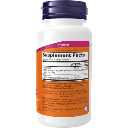 Supliment Alimentar, Now Foods, P-5-P 50 mg cu Vitamina B6 și Magneziu Bisglicinat, 90 Capsule Vegetale