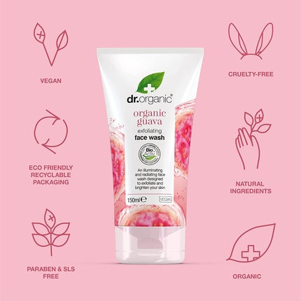 Exfoliant facial Dr Organic, guava, 150ml