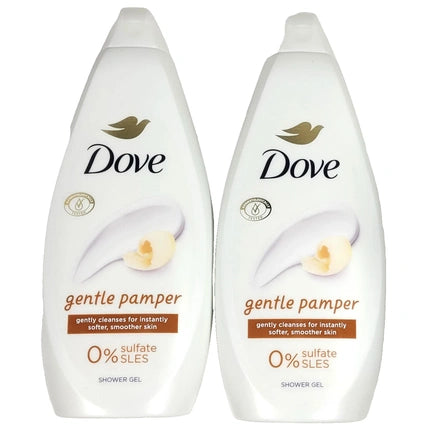 Gel de duș Dove, Gentle Pamper, 2x360g, ambalaj dublu, formă ergonomicã