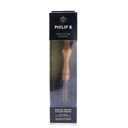 Perie rotundă Philip B cu mâner din mahon, 65% peri din mistreț, 35% nylon
