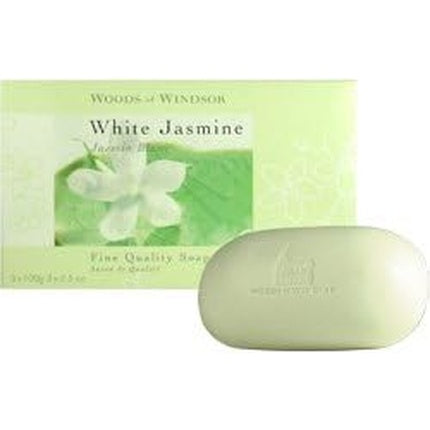Woods Of Windsor White Jasmine Soap, Săpun de baie cu parfum de Jasmín alb, 100g, Pachet de 3