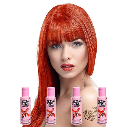 Vopsea de păr Crazy Color, semi-permanentă, roșu intens, 100ml