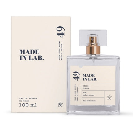 Parfum Made In Lab No49, Extrait De Parfum, 100 ml, design minimalist cu flacon transparent și etichetă crem