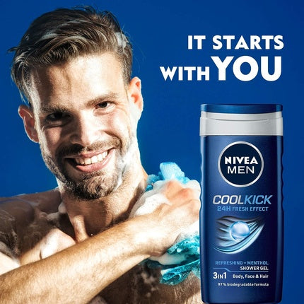 Gel de Duș Nivea Men Cool Kick, Aromă Mentol, 250ml