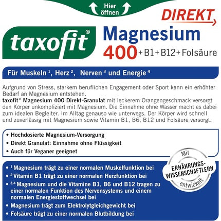 Granule Taxofit Magnesium 400 Direct, Portocală, 40 g