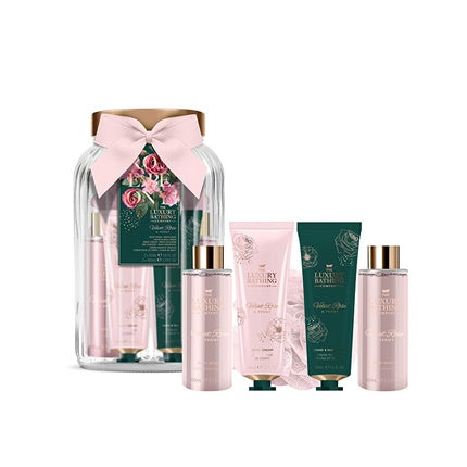 Set cadou îngrijire corp Grace Cole, Rose Peony, 5 piese, borcan din sticlă