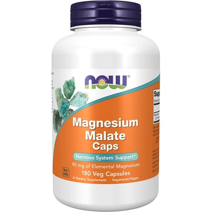 NOW Foods Magnesium Malate, supliment mineral, 180 capsule vegetale, 95 mg