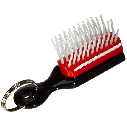 Perie mini Denman D3 Keyring cu perișori rotunzi, roșie
