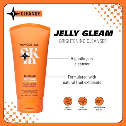 Gel de curățare pentru față, Revolution Skincare, Jelly Gleam Brightening Cleanser, portocaliu, 170 g