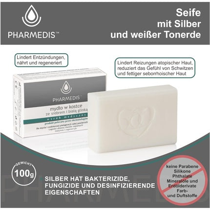Săpun solid cu argint și argilă albă - Pharmedis, 100 g