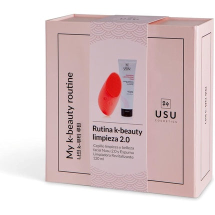 Set curățare facială, Usu Cosmetics, spumă cu fructe roșii + perie 2.0