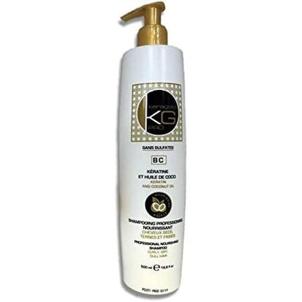 Șampon KERAGOLD PRO cu Keratină și Ulei de Cocos, 500ml, alb cu pompă aurie