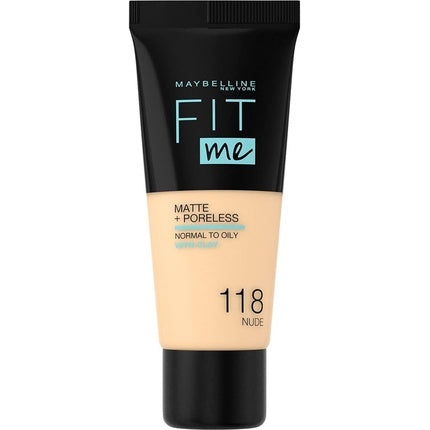 Fond de ten, Maybelline New York, Fit Me Matte Poreless, 118 Nude, 30ml