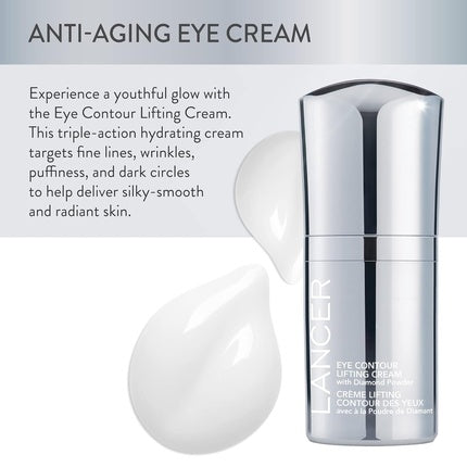 Crema pentru ochi lifting cu pudră de diamant și acid hialuronic, Lancer, argintiu, 17g
