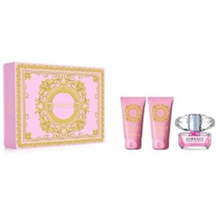 Set Cadou Parfum Versace Bright Crystal, Apa de Toaletă, Loțiune Corporală, Gel de Duș, Roz