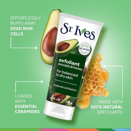Exfoliant facial St. Ives, Avocado & Honey, 170 g