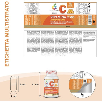 Colours Of Life Vitamina C 500, Supliment Alimentar Ascorbat de Sodiu, 120 Capsule Vegetale, 120g