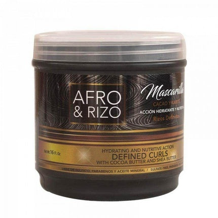 Mască de păr Afro & Rizo, Cacao și Unt de Shea, Acțiune Hidratantă și Nutritivă, Fără Sulfați, 32oz
