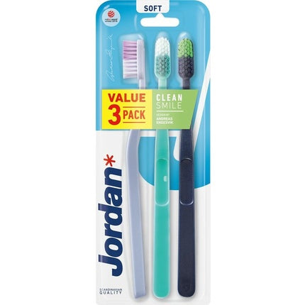 Periuță de dinți, Jordan, Clean Smile, moale, set 3 bucăți