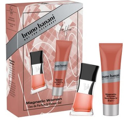 Set Cadou Parfum Bruno Banani Magnetic Woman, EDP 50ml + Gel de Duș 75ml, Culoare Roz