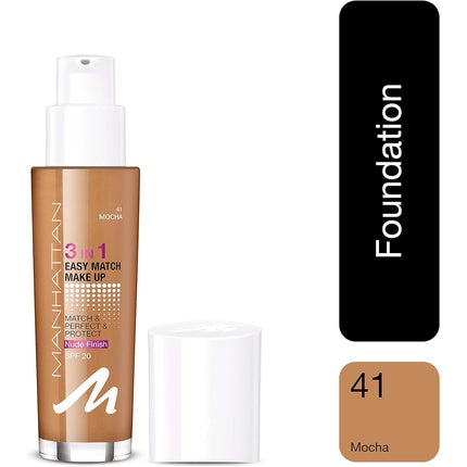 Fond de ten Manhattan 3-in-1 Easy Match Make Up 41 Mocha, 20 ml