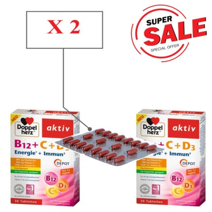 Vitamine Doppelherz Aktiv B12 + C + D3 Depot, 30 comprimate