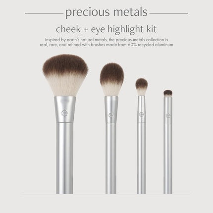 Pensule machiaj Ecotools, Precious Metals, gri, set 4 piese