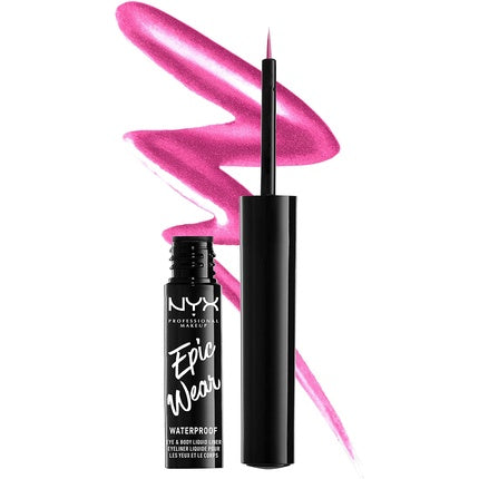 Rimel de ochi lichid, NYX Professional Makeup, Epic Wear Metallic Liquid Eyeliner, culoare Fuchsia Metal