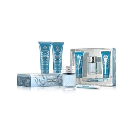 Set Cadou Invincible, New Brand, 4 Produse, 3.3oz EDT, 0.5oz EDT, 4.3oz After Shave, 4.3oz Gel de Duș