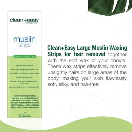 Bandă de ceară pentru depilare Clean + Easy Muslin Strips Large 100 buc